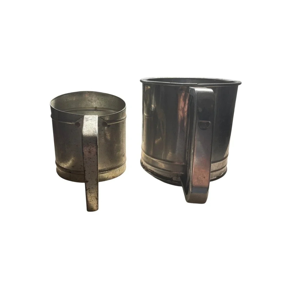 Vintage Flour Sifter Lot – Foley 3 Cup & Large Tin Sifter – USA – Kitchen‎ Tool